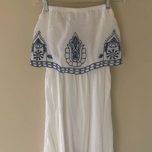 White & blue high-low dress